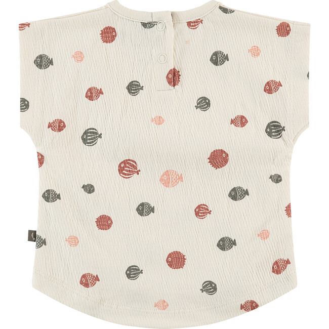 All-Over Blowish Graphic Print Short Sleeve Top, Ivory - Blouses - 2