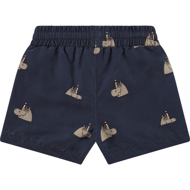 All-Over Swimming Graphic Print Swim Trunks, Smoke - Swim Trunks - 2