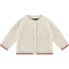 Knit Cardigan With Contrast Bottom Lining, Ivory - Cardigans - 1 - thumbnail