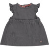 Flutter Cap Sleeves Gauze Ruffle Bodice Dress, Grey - Dresses - 1 - thumbnail