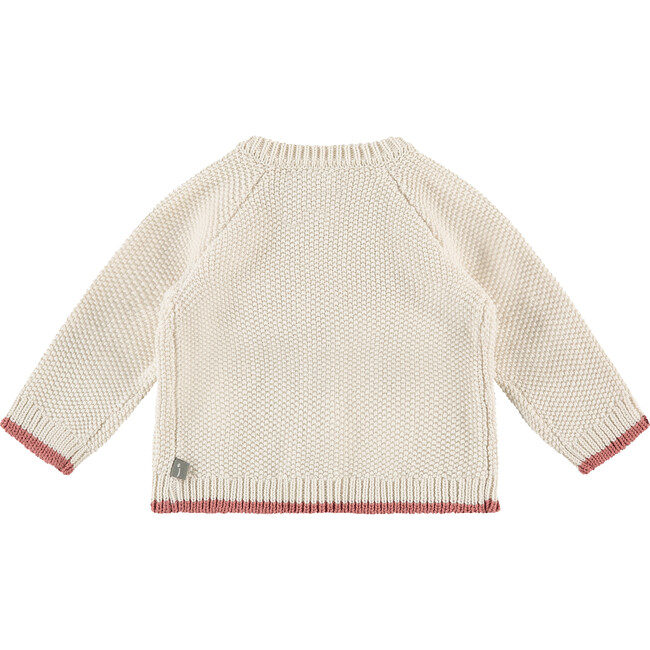Knit Cardigan With Contrast Bottom Lining, Ivory - Cardigans - 2