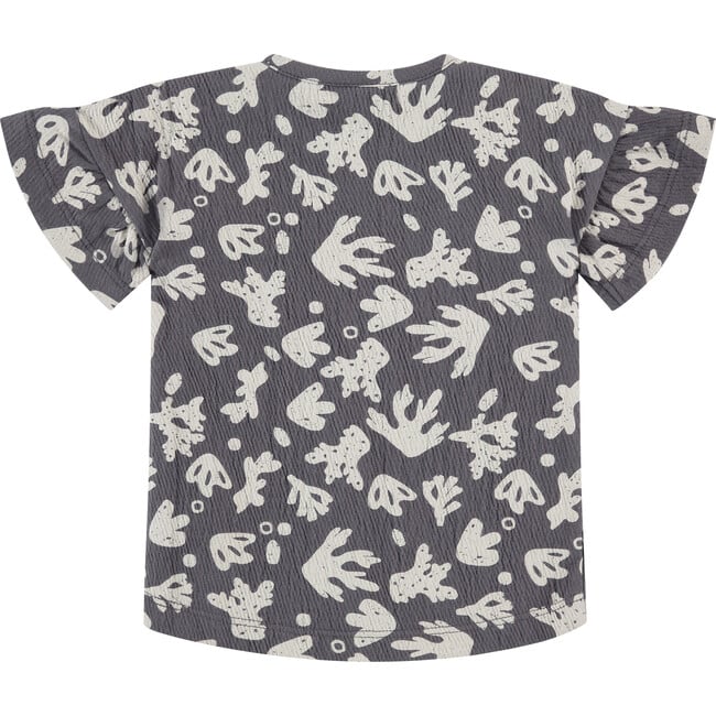 All-Over Abstract Sea Plant Graphic Print T-Shirt, Grey - Tees - 2