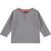 Long Sleeve Textured Henley Shirt, Ash - Shirts - 1 - thumbnail