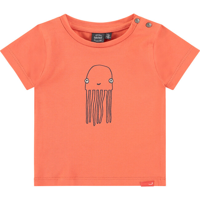Happy Octopus Graphic Print T-Shirt, Grapefruit