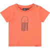 Happy Octopus Graphic Print T-Shirt, Grapefruit - Tees - 1 - thumbnail