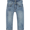 Straight Cut Buttoned Jeans, Mid Blue Denim - Jeans - 1 - thumbnail