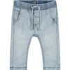 Elastic Waistband Drawstring Jeans, Light Blue Denim - Jeans - 1 - thumbnail