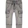 Cuffed Cargo Style Pocket Denim Joggers, Light Grey Denim, - Jeans - 1 - thumbnail