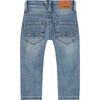 Straight Cut Buttoned Jeans, Mid Blue Denim - Jeans - 2