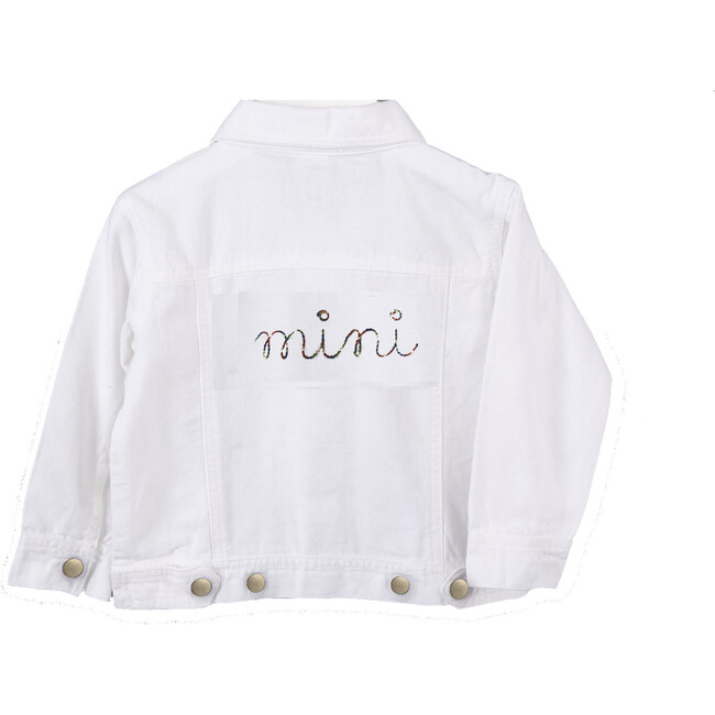 "mini" Embroidered Denim Jacket, White And Rainbow