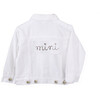 "mini" Embroidered Denim Jacket, White And Rainbow - Denim Jackets - 1 - thumbnail