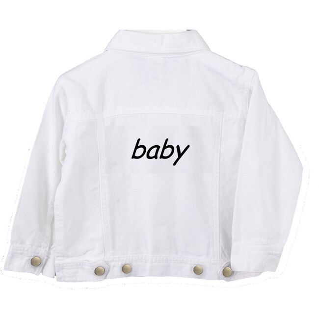 "baby" Embroidered Denim Jacket, White And Black