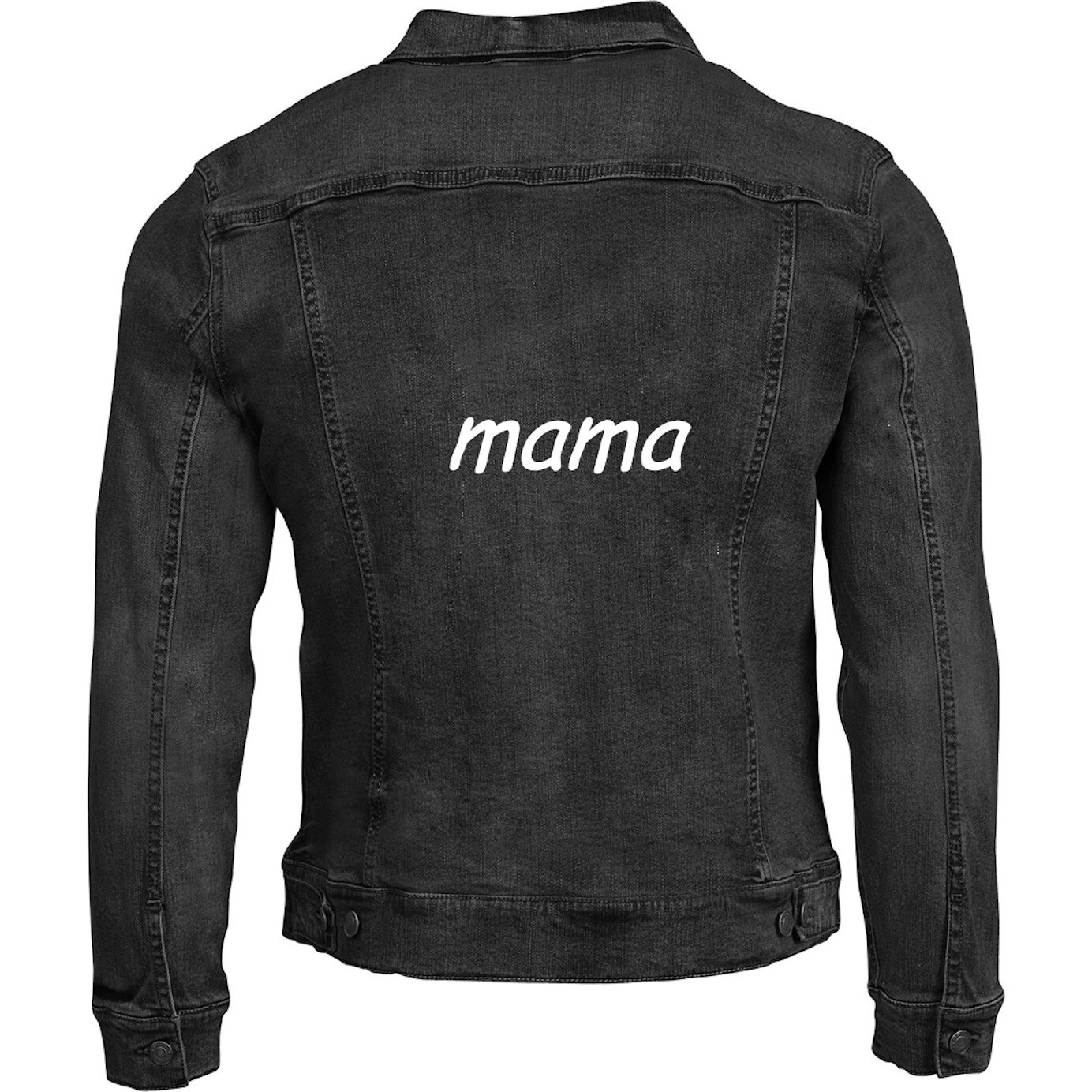 Women's "mama" Embroidered Denim Jacket, Black And White - Denim Jackets - 1