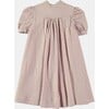 British Embroidery Tie Collar Short Puff Sleeve Dress, Pink - Dresses - 2