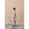 British Embroidery Tie Collar Short Puff Sleeve Dress, Pink - Dresses - 3