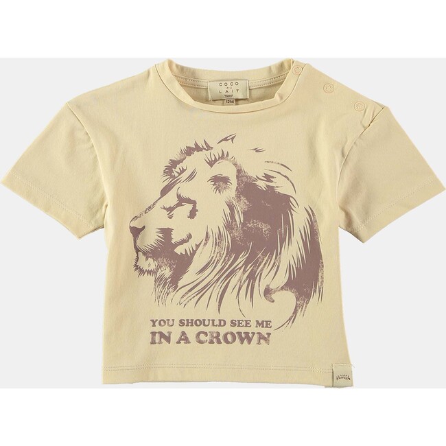 Baby Lion In A Crown Crew Neck Short Sleeve Tee, Orange