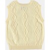 Floral Embroidered Knit Crew Neck Vest, Light Yellow - Vests - 2