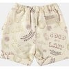 Baby Coco Con Leche Print Drawstring Shorts, White - Shorts - 2