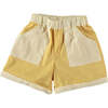 Baby Vintage Contrast Lateral Pocket Wide Shorts, Yellow - Shorts - 2