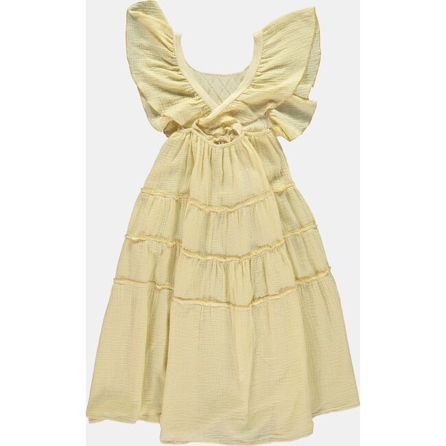 Butterfly Knitted Cross-Back Strap Dress, Yellow - Dresses - 2