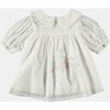 Baby Tatting Floral Embroidered Buttoned Dress, White - Dresses - 2