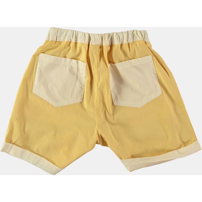 Vintage Contrast Lateral Pocket Wide Shorts, Yellow - Shorts - 2