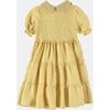 Embroidered Collar Puff Sleeve Smock Dress, Yellow - Dresses - 2