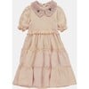 Embroidered Collar Puff Sleeve Smock Dress, Pink - Dresses - 2