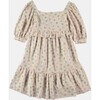 Vintage Fruits Square Neck Puff Sleeve Jersey Dress, Beige - Dresses - 2