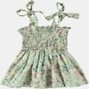 Floral Print Tie Shoulder Smock Top, Green - Blouses - 2