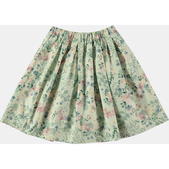 Floral Print Above Knee A-Line Skater Skirt, Green - Skirts - 2