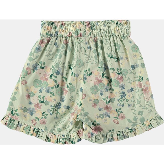 Floral Print Ruffled Hem Short, Green - Shorts - 2