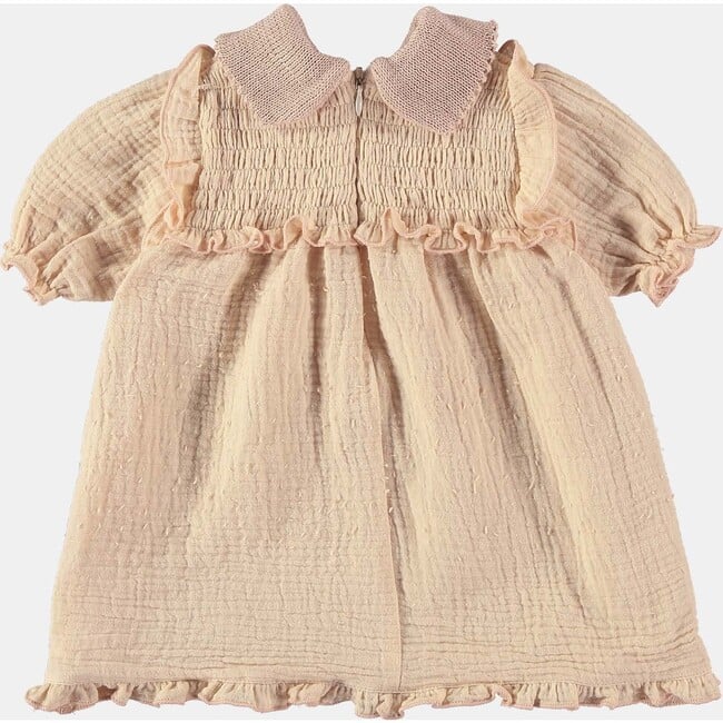 Baby Embroidered Collar Puff Sleeve Smock Dress, Pink - Dresses - 2