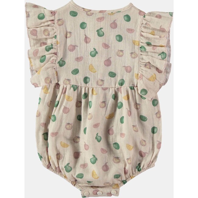 Vintage Fruits Bambula Breaker Print Frilled Sleeve Romper, Beige - Onesies - 2