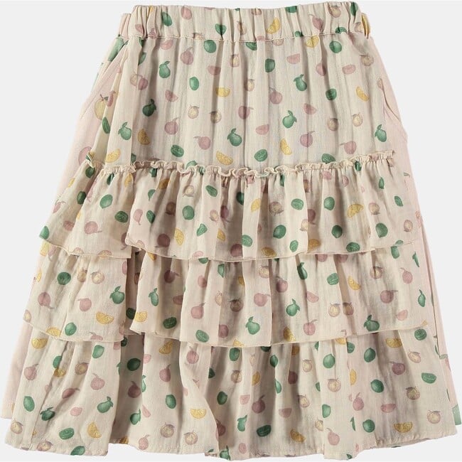 Vintage Fruits 3-Tire Ruffled A-Line Skirt, Beige - Skirts - 3