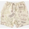 Coco Con Leche Print Drawstring Shorts, White - Shorts - 2