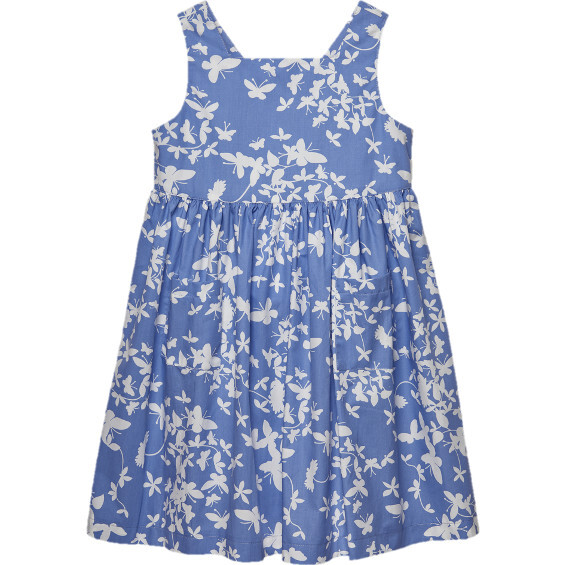 Adelina Butterfly Cross Back Dress, Cornflower Blue - Dresses - 1