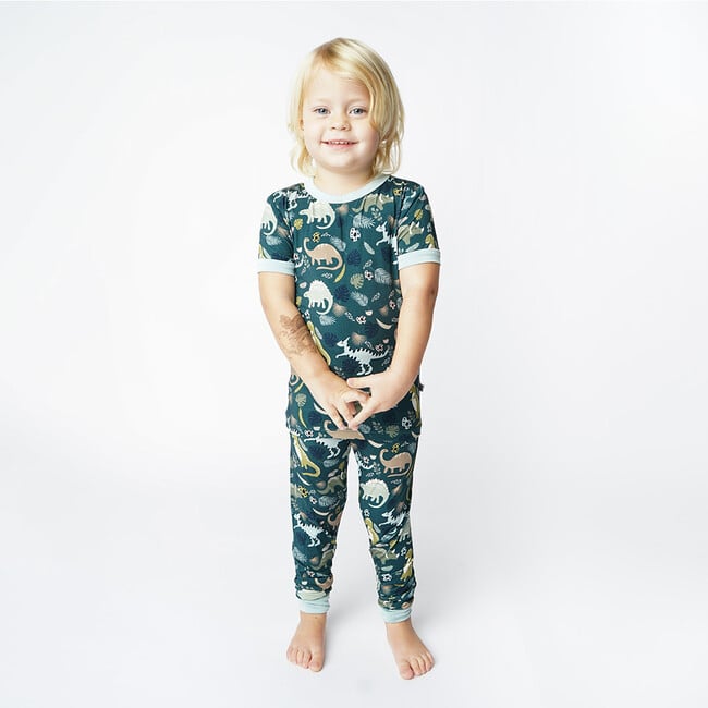 Prehistoric Friends Dinosaur Two-Piece Bamboo Short Sleeve Kids Pajama Pants Set - Pajamas - 2