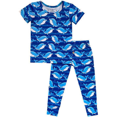 Sea Dolphin Austin Short Sleeve Bamboo Toddler Pajama Set, Blue