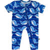 Sea Dolphin Austin Short Sleeve Bamboo Footless Zip Romper, Blue - Rompers - 1 - thumbnail