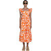 Women's Brooke Flutter Sleeve V Neck Dress, Spring Shadow Clementine - Dresses - 1 - thumbnail