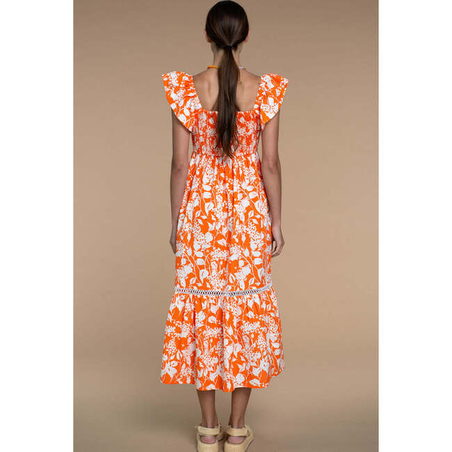 Women's Brooke Flutter Sleeve V Neck Dress, Spring Shadow Clementine - Dresses - 3