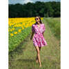 Women's Daphne Puffed Sleeve Spring Shadow Dress, Rose Violet - Dresses - 2