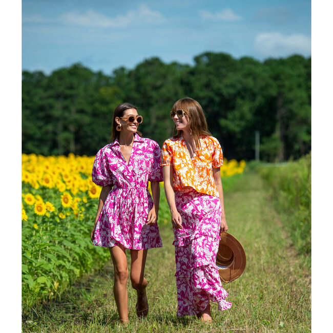 Women's Daphne Puffed Sleeve Spring Shadow Dress, Rose Violet - Dresses - 4