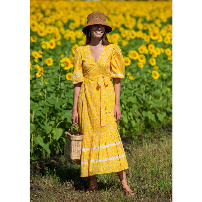 Women's Claire V Neck Wrap Dress, Scatter Golden - Dresses - 2