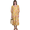 Women's Georgia Puffed Sleeve Dress, Blooming Golden - Dresses - 1 - thumbnail