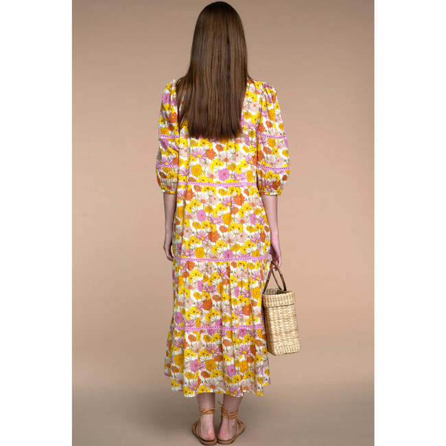 Women's Georgia Puffed Sleeve Dress, Blooming Golden - Dresses - 3