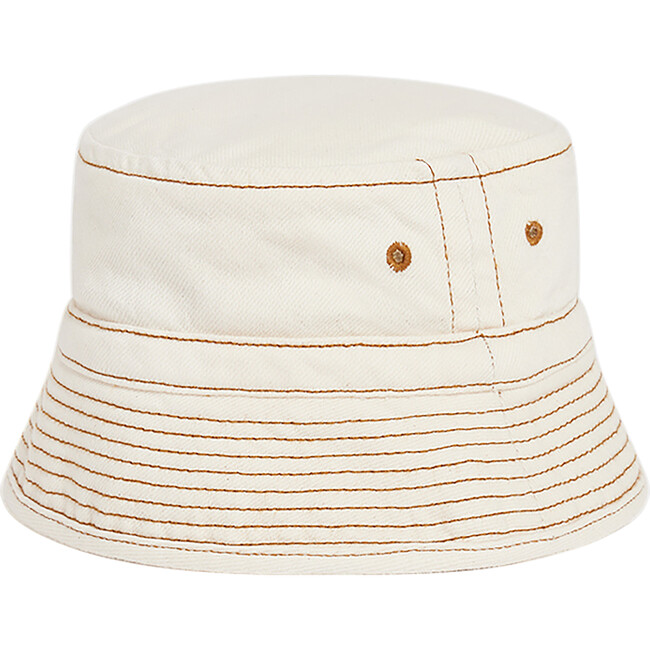 Piob Flat Crown Flared Brim Hat, Ecru