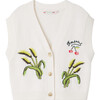 Ticiana Hand-Embroidered Sleeveless Cardigan, White - Cardigans - 1 - thumbnail