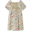 Paysanne Short Sleeve Hand-Embroidered Print Smocked Dress, Ecru - Dresses - 1 - thumbnail